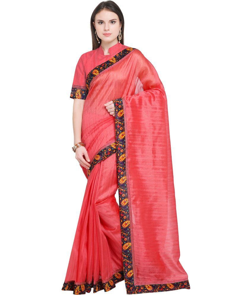     			Saadhvi Cotton Silk Embellished Saree Without Blouse Piece - Peach ( Pack of 1 )