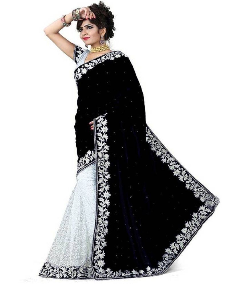     			Saadhvi Cotton Silk Printed Saree Without Blouse Piece - Black ( Pack of 1 )