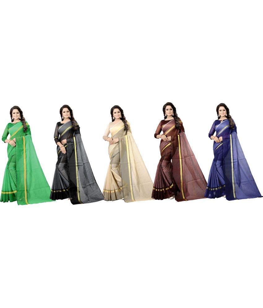     			Saadhvi Cotton Silk Printed Saree Without Blouse Piece - Green ( Pack of 1 )