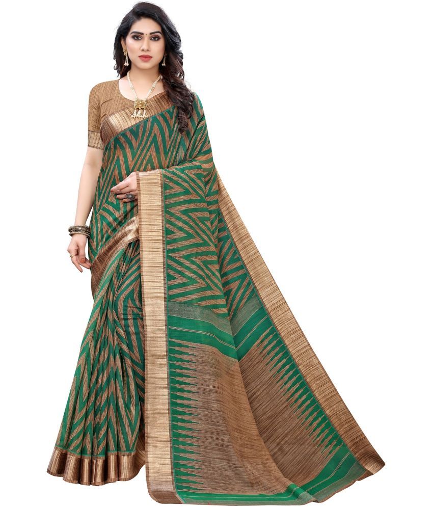     			Saadhvi Cotton Silk Printed Saree Without Blouse Piece - Cream ( Pack of 1 )