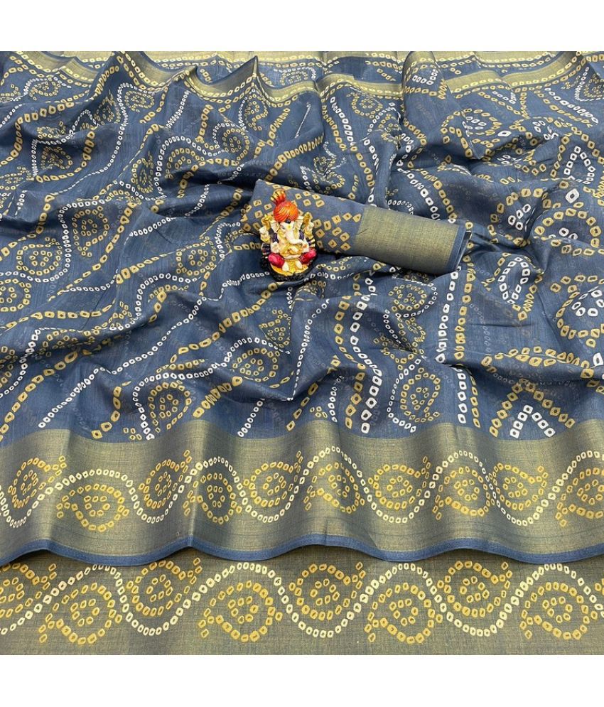     			Saadhvi Cotton Silk Printed Saree With Blouse Piece - Grey ( Pack of 1 )
