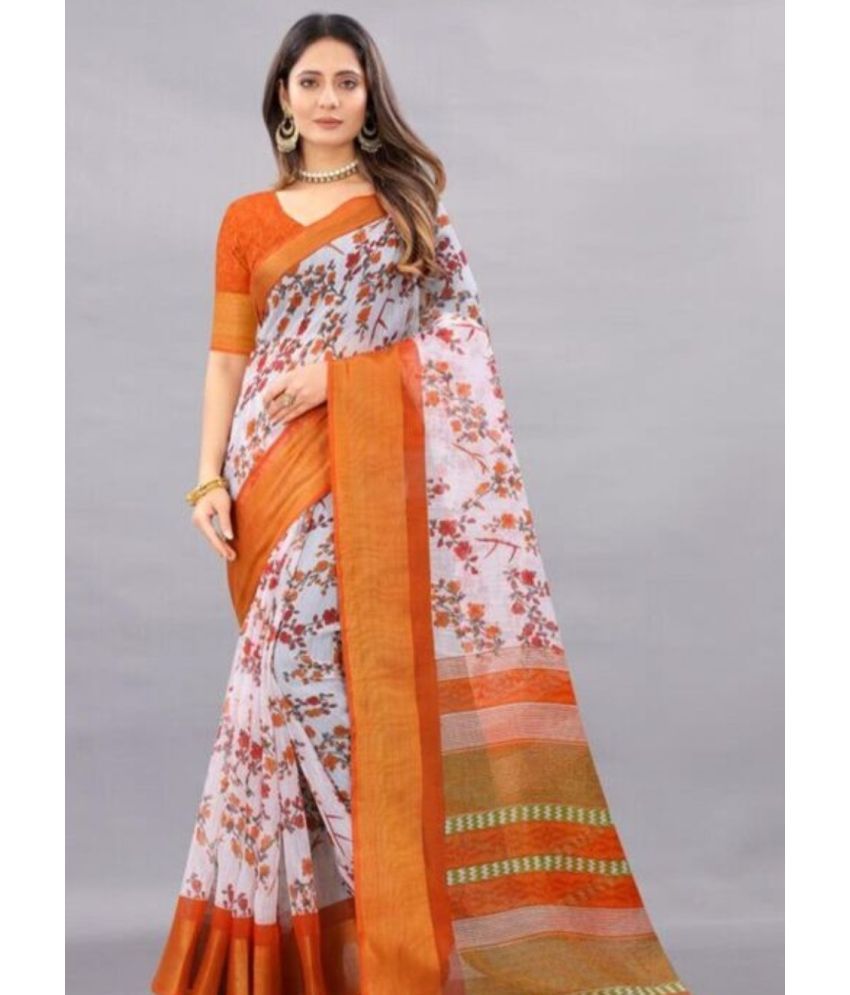     			Saadhvi Cotton Silk Self Design Saree Without Blouse Piece - Orange ( Pack of 1 )