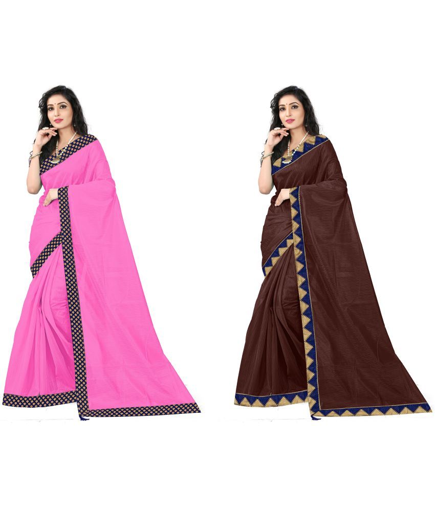     			Saadhvi Cotton Silk Self Design Saree Without Blouse Piece - Multicolor ( Pack of 1 )