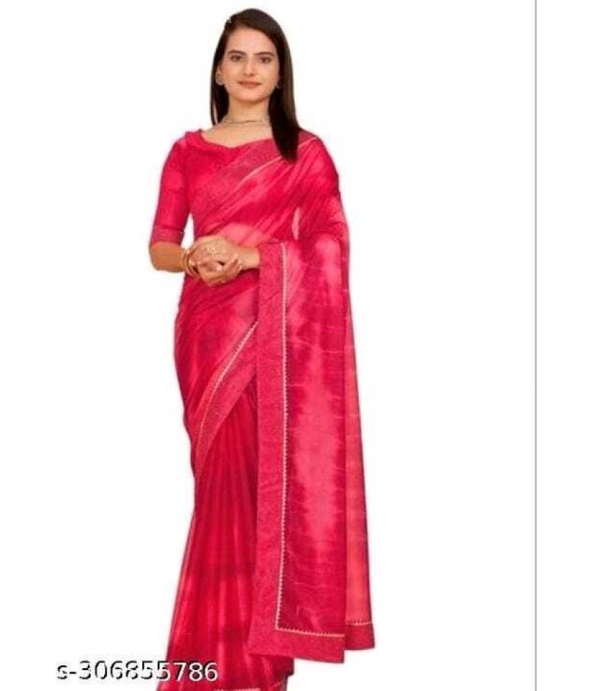     			Saadhvi Cotton Silk Self Design Saree Without Blouse Piece - Pink ( Pack of 1 )