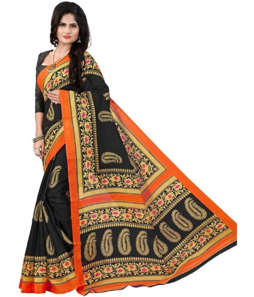     			Saadhvi Cotton Silk Woven Saree Without Blouse Piece - Black ( Pack of 1 )