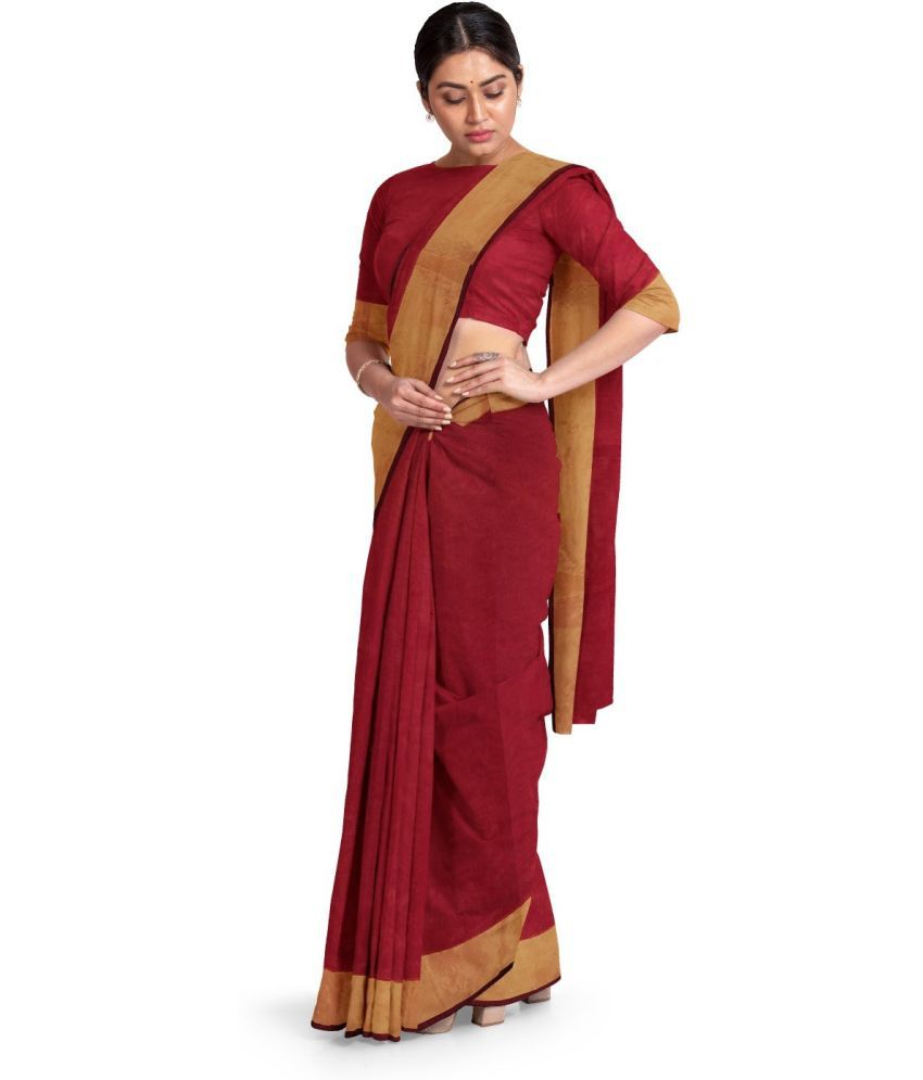     			Saadhvi Cotton Silk Woven Saree Without Blouse Piece - Cream ( Pack of 1 )