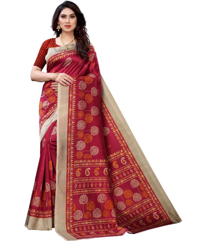     			Saadhvi Cotton Silk Woven Saree Without Blouse Piece - Red ( Pack of 1 )