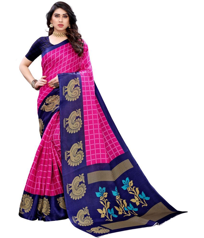     			Saadhvi Cotton Silk Woven Saree Without Blouse Piece - Pink ( Pack of 1 )