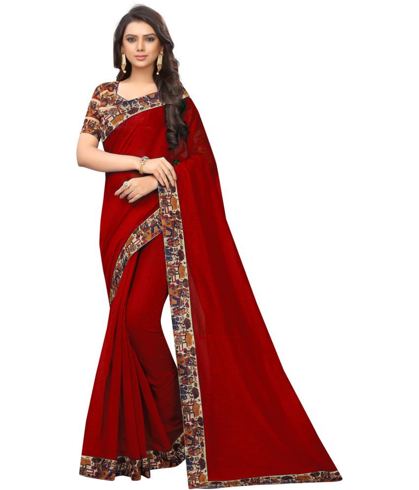     			Saadhvi Cotton Silk Woven Saree Without Blouse Piece - Maroon ( Pack of 1 )