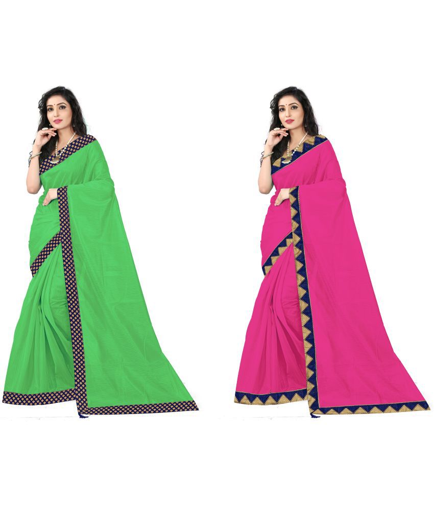     			Saadhvi Cotton Silk Woven Saree Without Blouse Piece - Multicolor ( Pack of 1 )