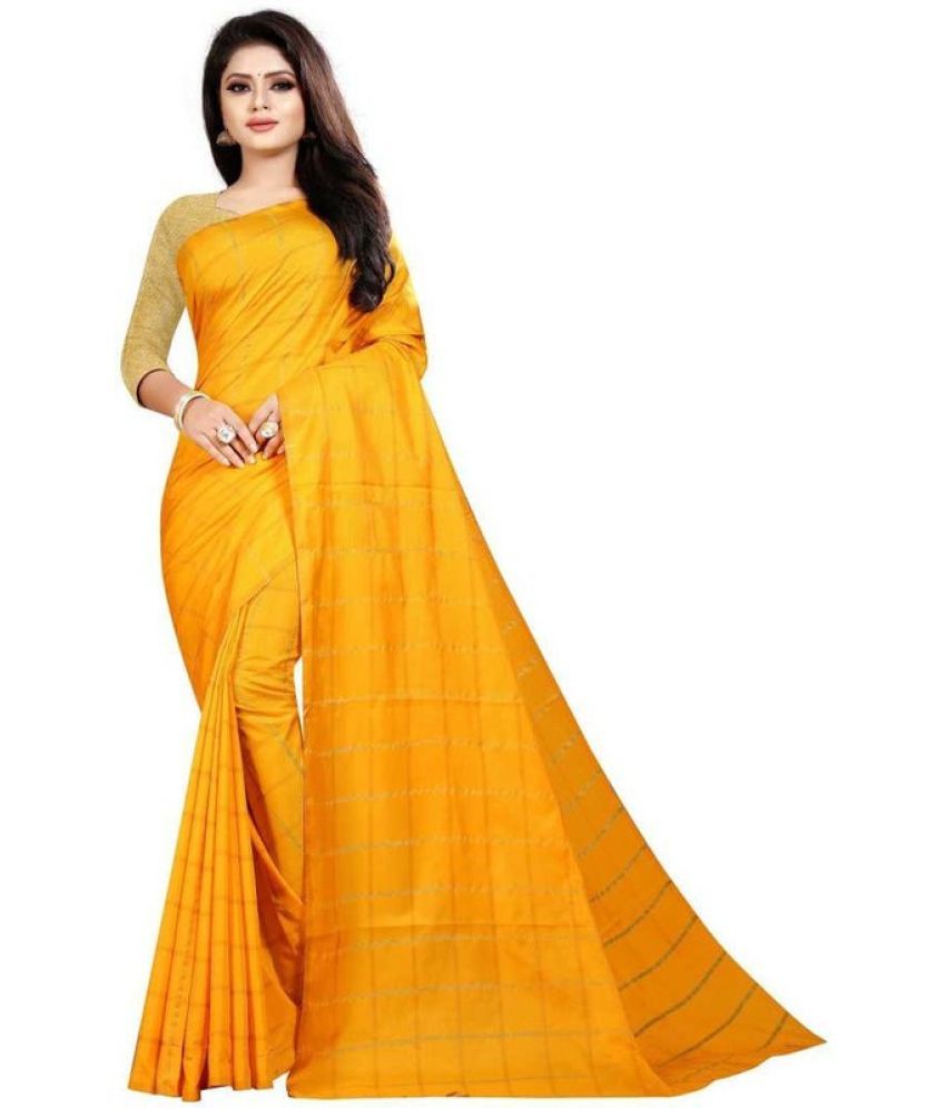     			Saadhvi Cotton Silk Woven Saree Without Blouse Piece - Orange ( Pack of 1 )