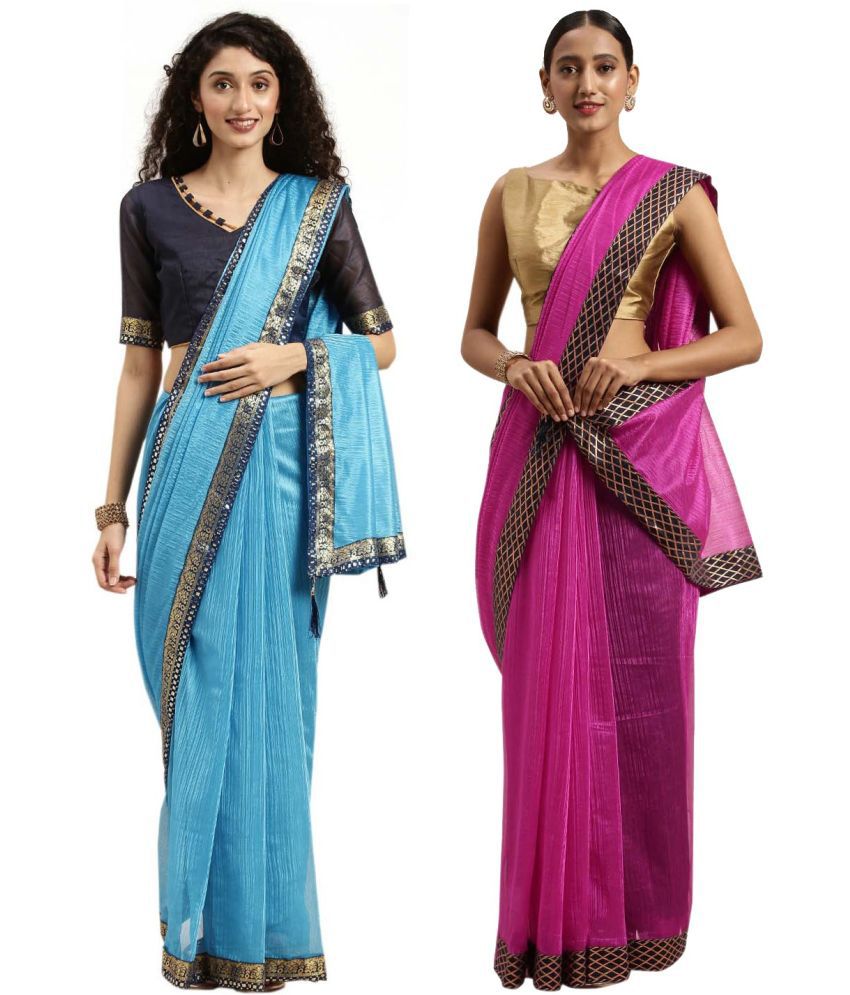     			Saadhvi Cotton Silk Woven Saree Without Blouse Piece - Blue ( Pack of 1 )