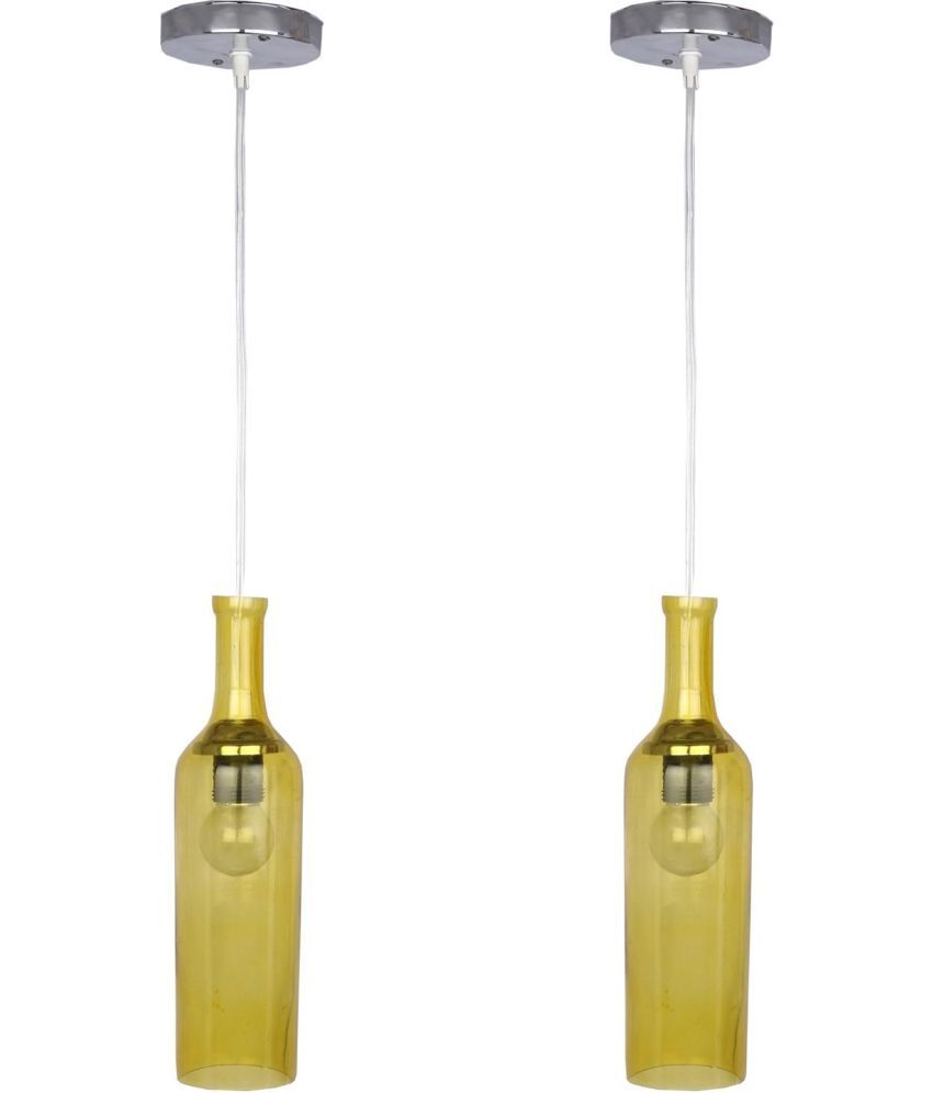     			Somil Glass Decorative & Designer Pendant Yellow - Pack of 2