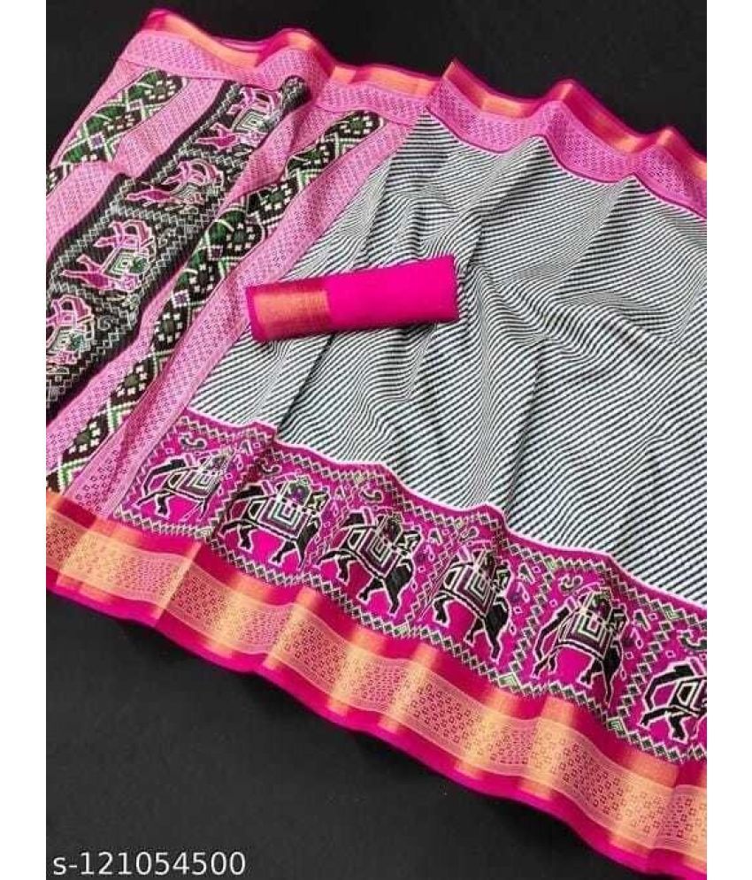     			Vkaran Cotton Silk Applique Saree Without Blouse Piece - Multicolor ( Pack of 1 )