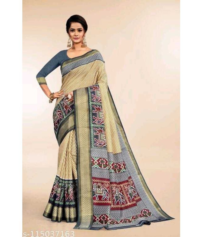     			Vkaran Cotton Silk Applique Saree Without Blouse Piece - Grey ( Pack of 3 )