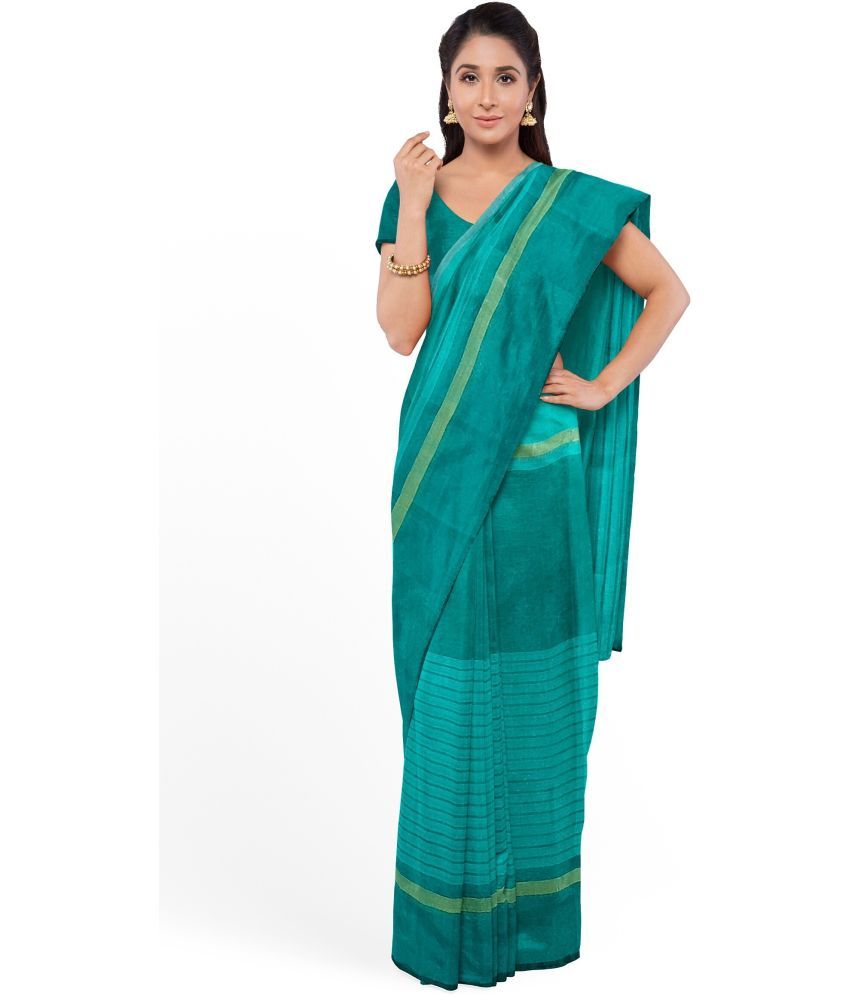     			Vkaran Cotton Silk Applique Saree Without Blouse Piece - Blue ( Pack of 1 )