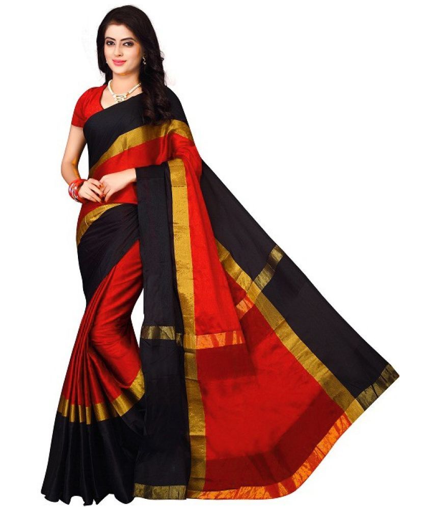     			Vkaran Cotton Silk Applique Saree Without Blouse Piece - Multicolor ( Pack of 1 )