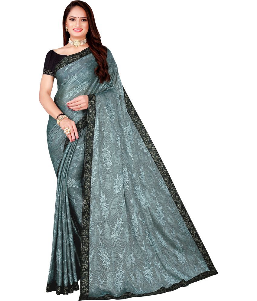     			Vkaran Net Cut Outs Saree With Blouse Piece - Grey ( Pack of 1 )