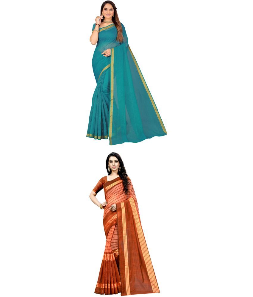     			Vkaran Net Cut Outs Saree With Blouse Piece - Blue ( Pack of 1 )