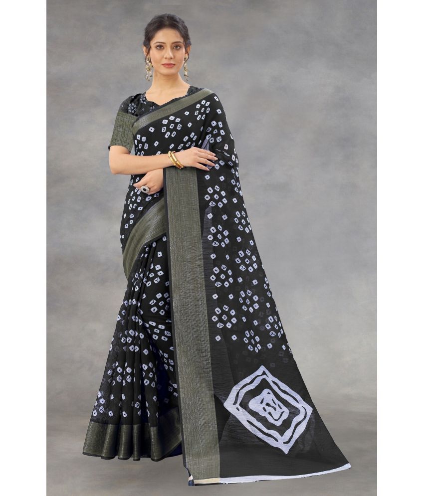     			Vkaran Net Cut Outs Saree With Blouse Piece - Black ( Pack of 1 )