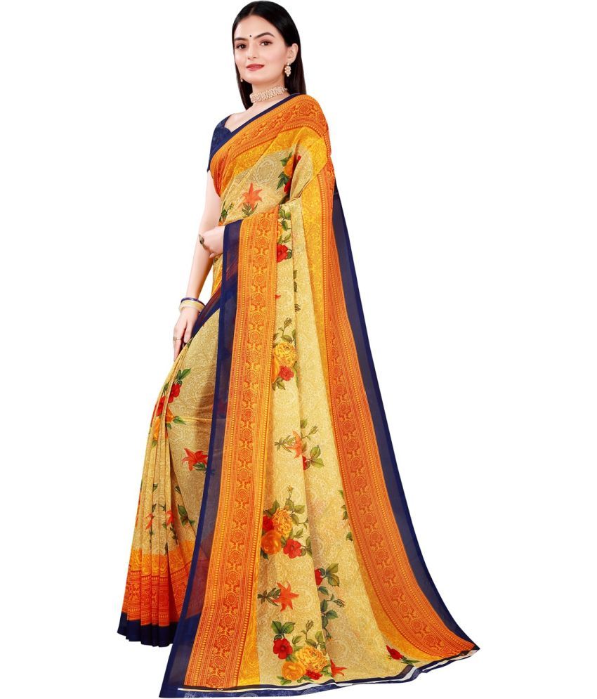     			Vkaran Net Cut Outs Saree With Blouse Piece - Multicolor ( Pack of 1 )