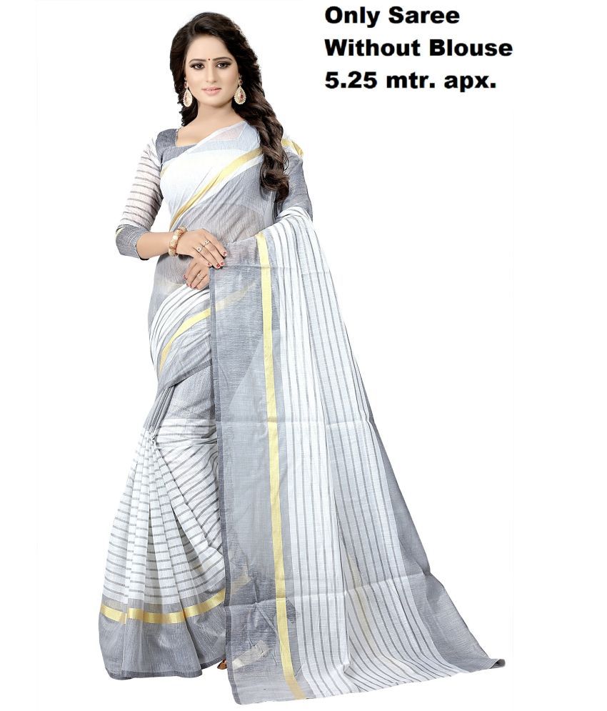     			Vkaran Net Cut Outs Saree With Blouse Piece - White ( Pack of 1 )