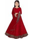 Trijal Fab Red Silk Girls Lehenga Choli Set ( Pack of 1 )