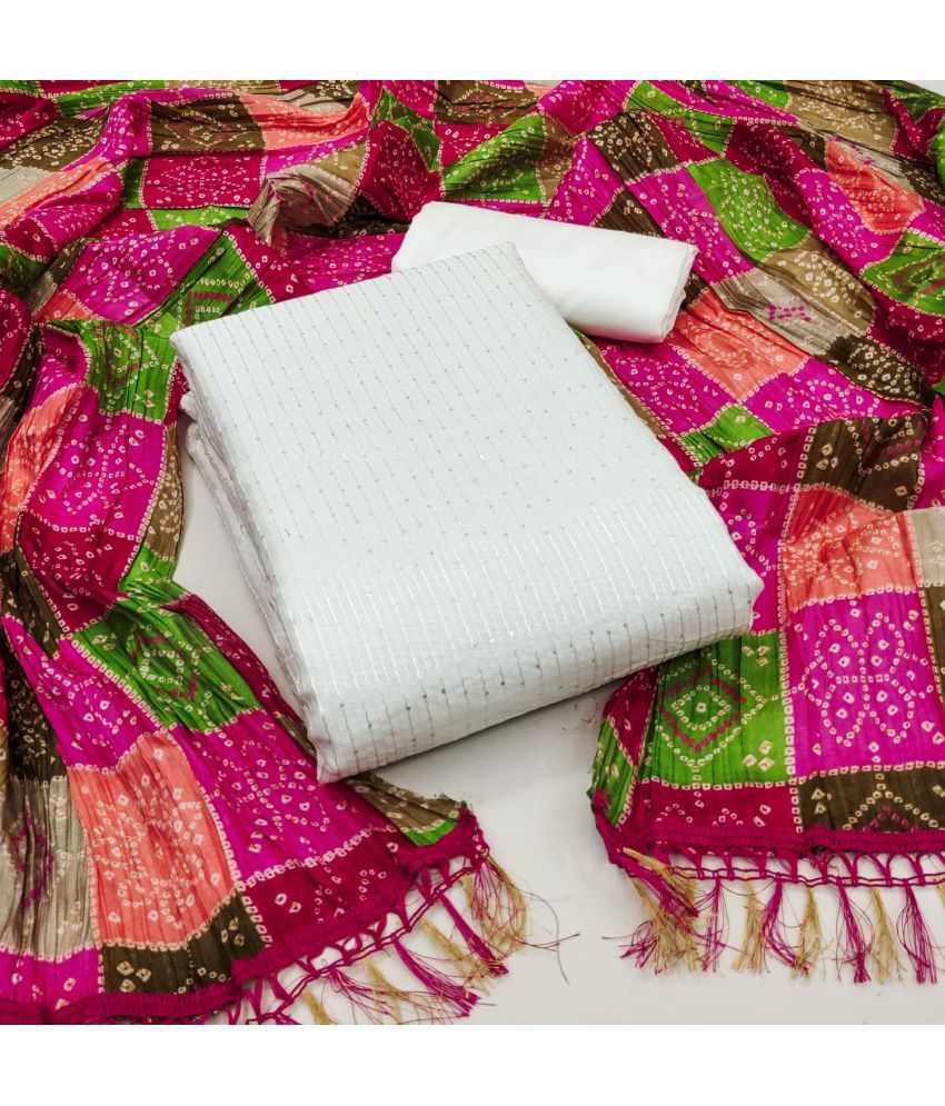     			ALSHOP Unstitched Chanderi Embroidered Dress Material - Pink ( Pack of 1 )
