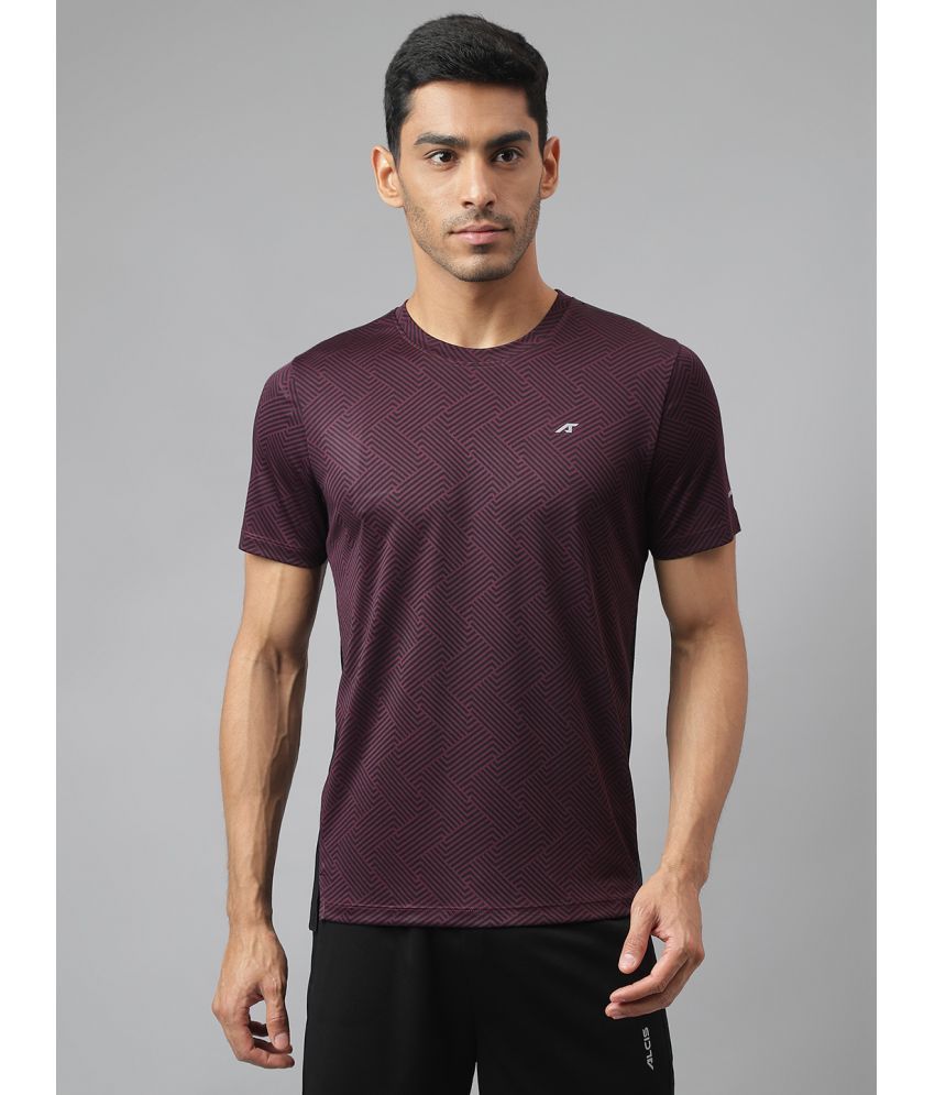     			Alcis Maroon Polyester Slim Fit Men's Sports T-Shirt ( Pack of 1 )