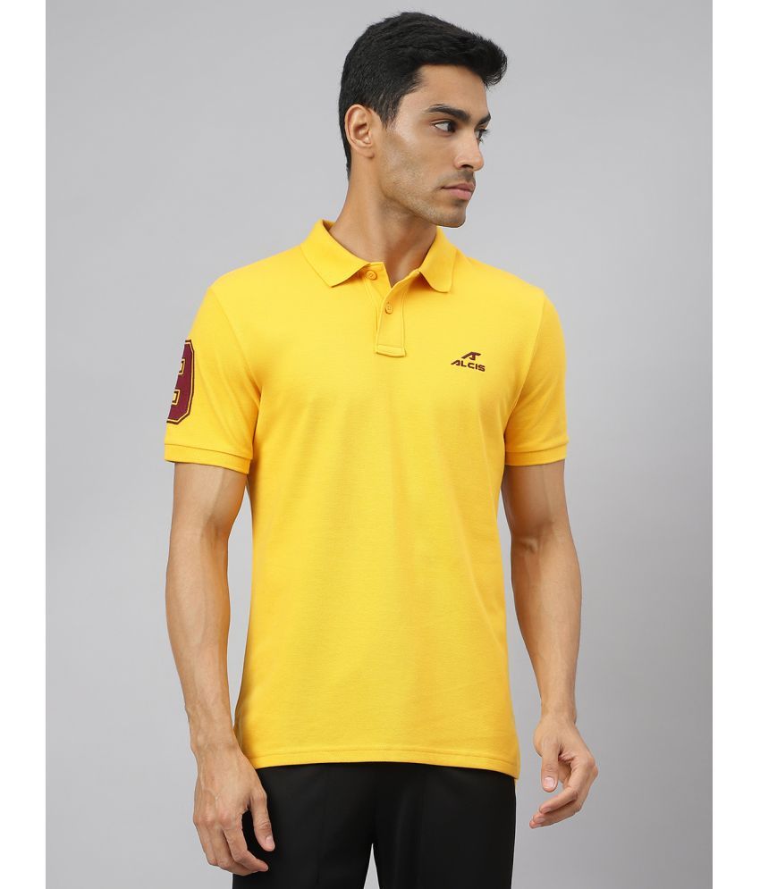     			Alcis Yellow Cotton Regular Fit Men's Sports Polo T-Shirt ( Pack of 1 )