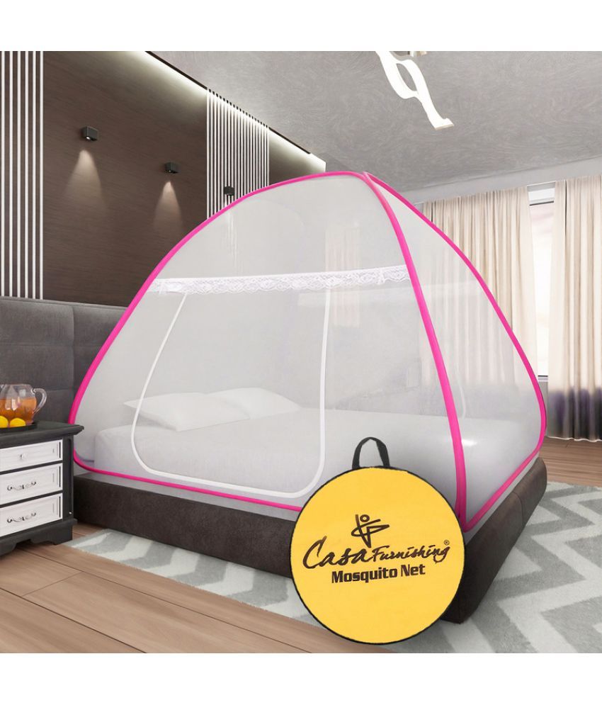     			CASA FURNISHING - Pink HDPE - High Density Poly Ethylene Tent Mosquito Net ( Pack of 1 )