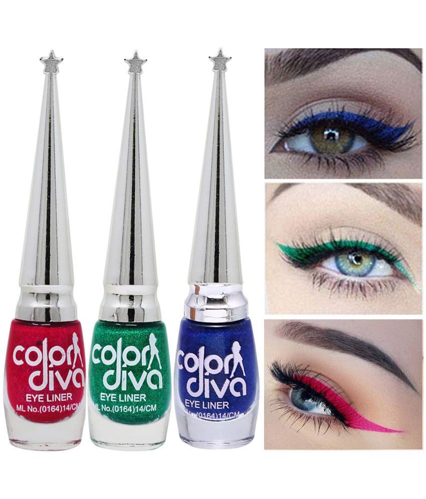     			Color Diva Multi Glossy Eye Liner Liquid ( Pack of 3 )