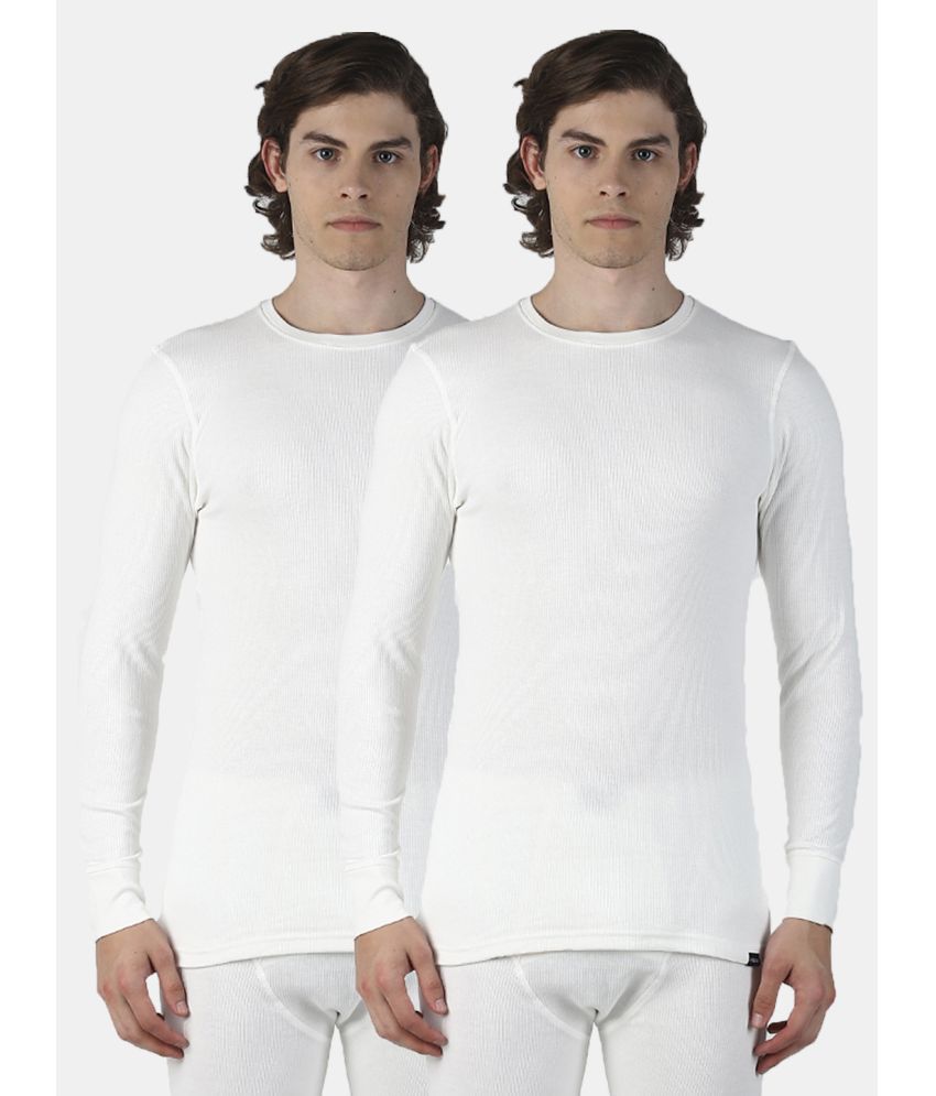     			Force NXT Off White Cotton Blend Men's Thermal Tops ( Pack of 2 )