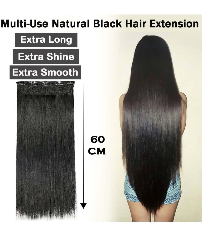     			Intimify Hair Extension Wigs, Clip In Hair Extension, Straight Clip In Hair Extension Black, 60 Cm