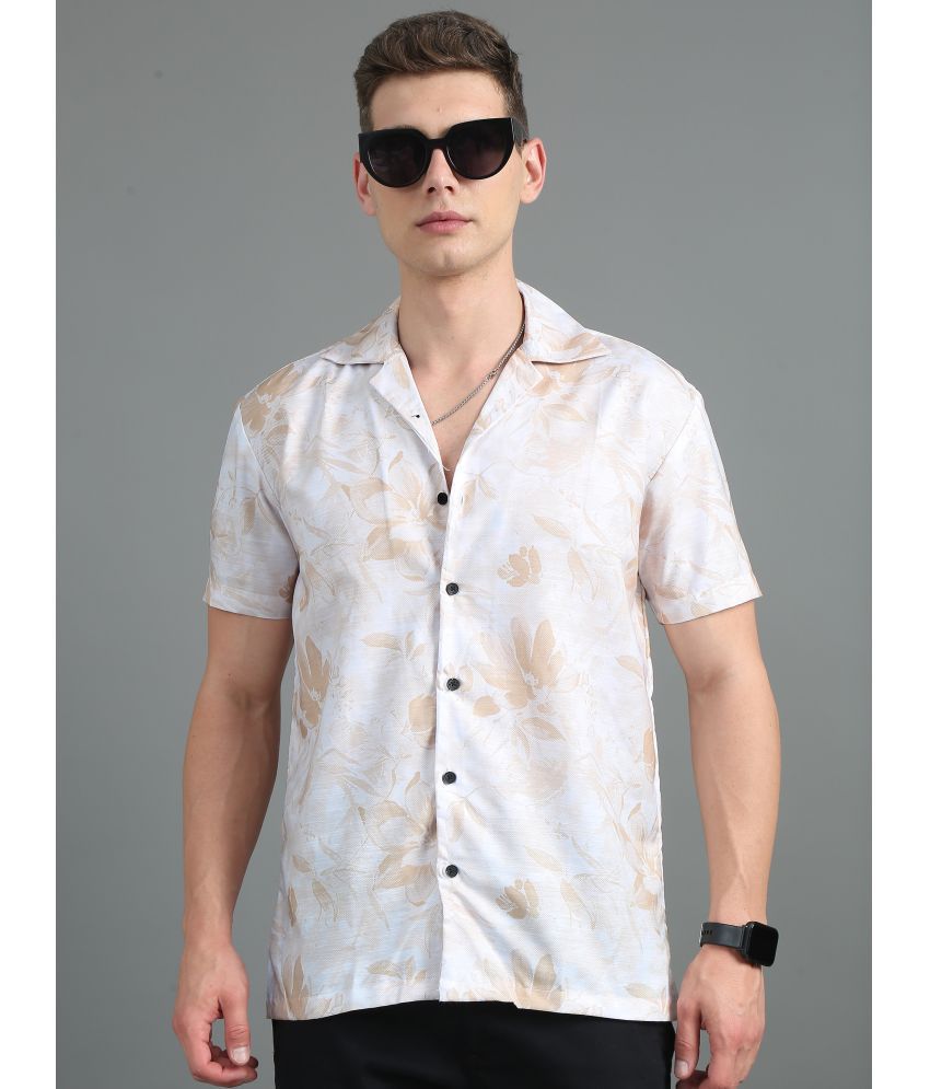     			Paul Street Polyester Slim Fit Printed Half Sleeves Men's Casual Shirt - Cream ( Pack of 1 )