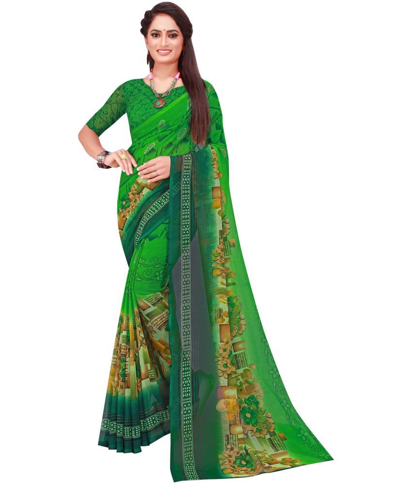     			Saadhvi Cotton Silk Applique Saree Without Blouse Piece - Green ( Pack of 3 )