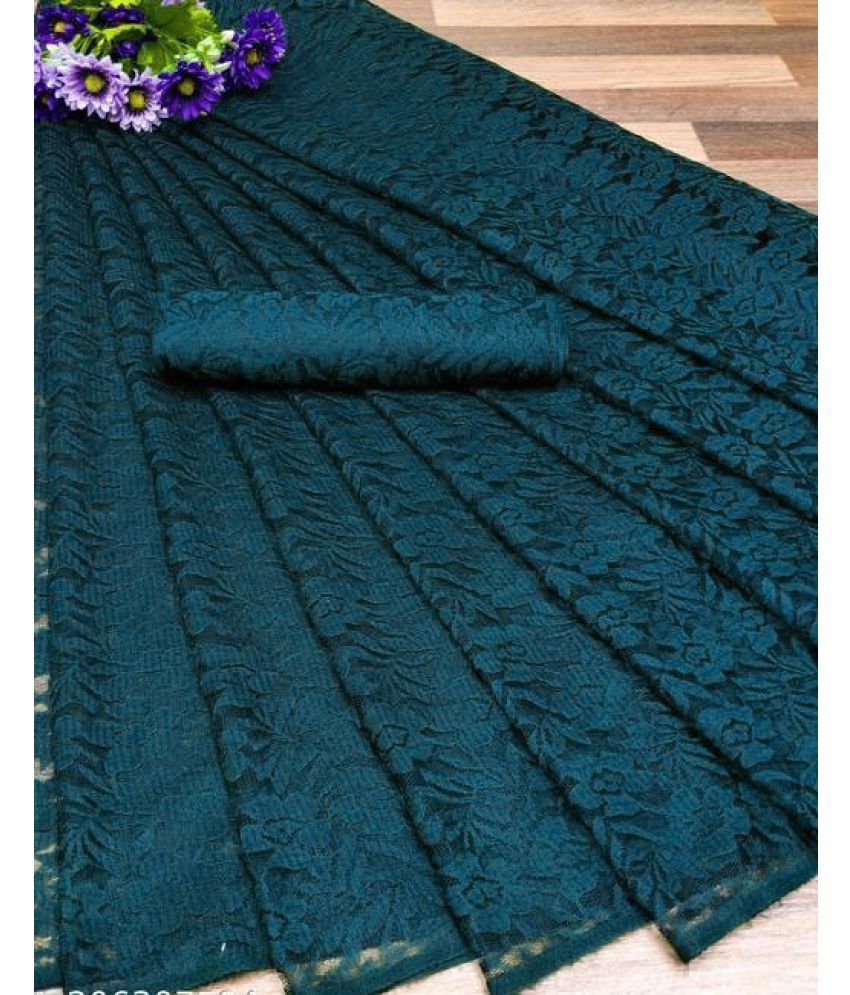     			Saadhvi Cotton Silk Applique Saree Without Blouse Piece - Turquoise ( Pack of 1 )