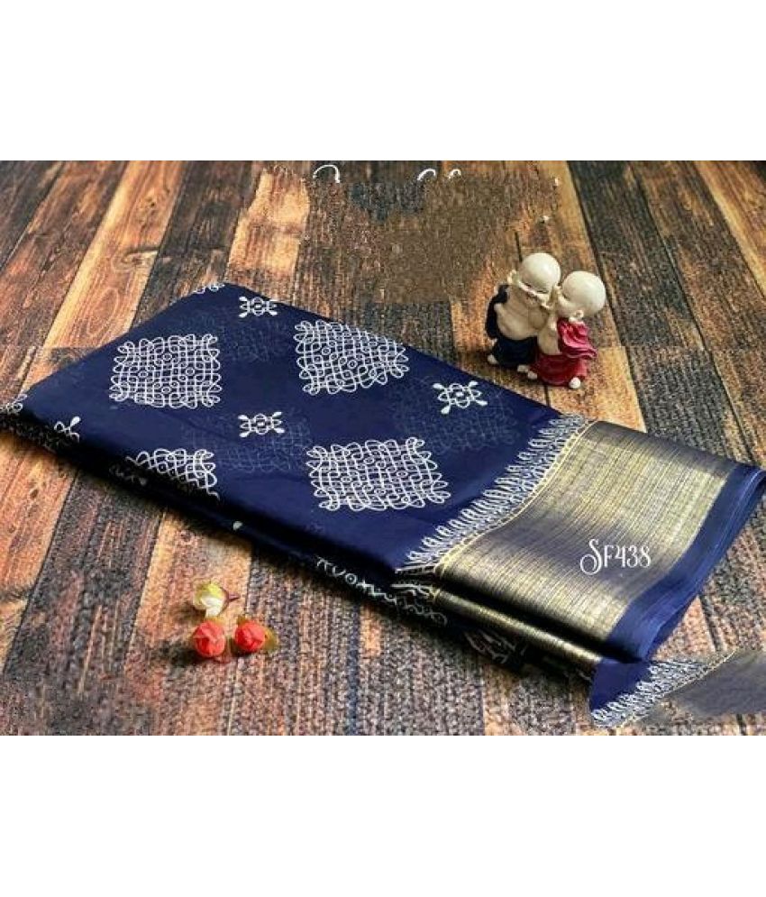     			Saadhvi Cotton Silk Applique Saree Without Blouse Piece - Blue ( Pack of 2 )