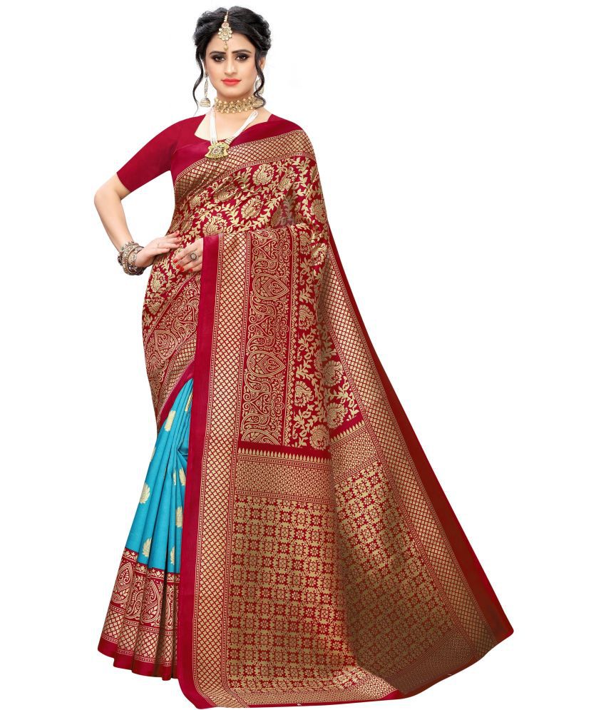     			Saadhvi Cotton Silk Applique Saree Without Blouse Piece - Red ( Pack of 2 )