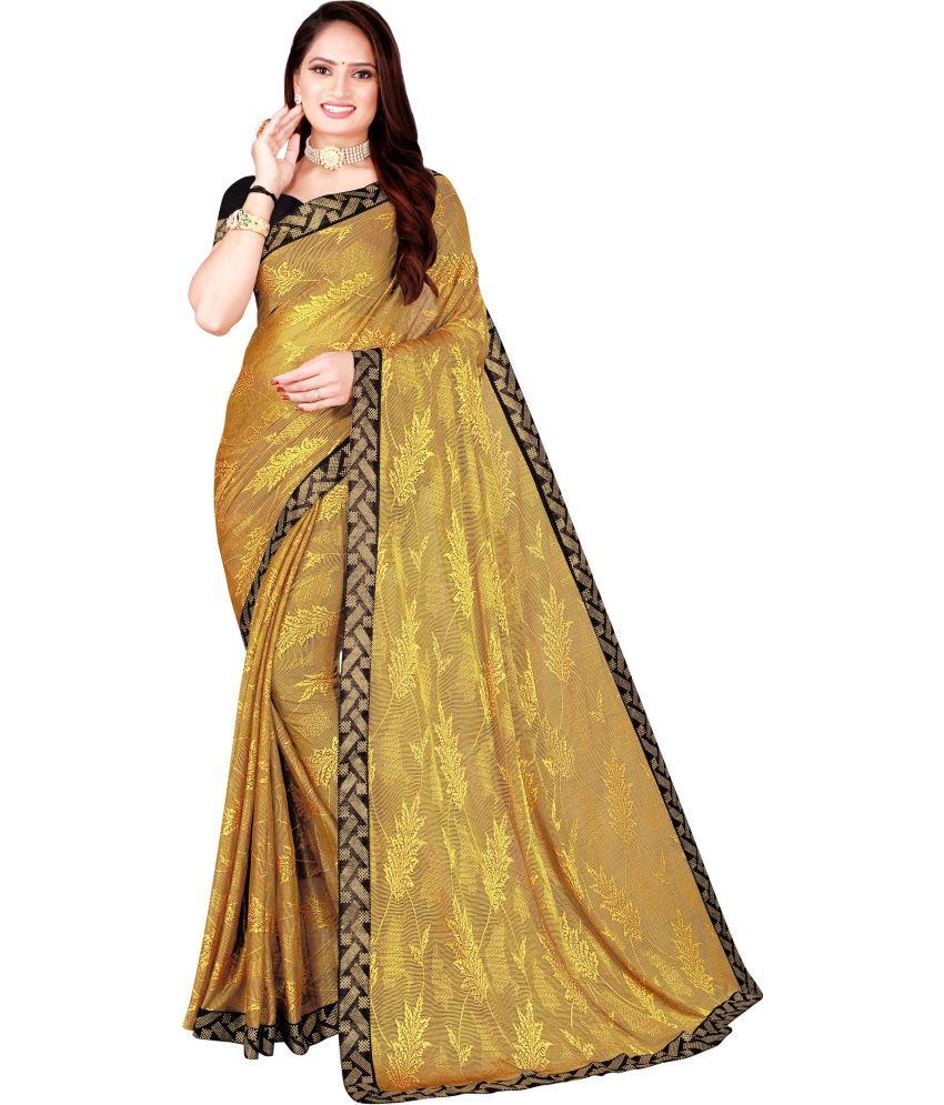     			Saadhvi Cotton Silk Applique Saree Without Blouse Piece - Yellow ( Pack of 2 )