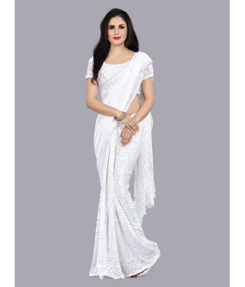     			Saadhvi Cotton Silk Applique Saree Without Blouse Piece - White ( Pack of 2 )