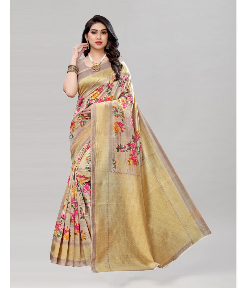     			Saadhvi Cotton Silk Applique Saree Without Blouse Piece - Brown ( Pack of 2 )