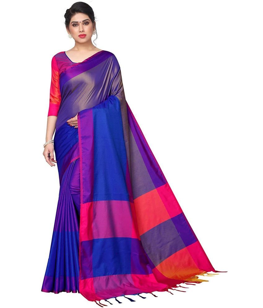     			Saadhvi Cotton Silk Applique Saree Without Blouse Piece - Multicolor ( Pack of 1 )