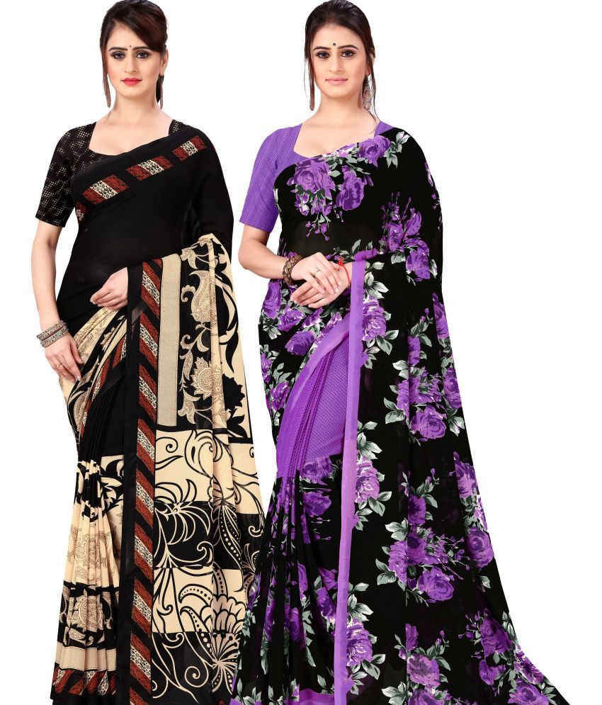     			Saadhvi Cotton Silk Applique Saree Without Blouse Piece - Multicolor ( Pack of 2 )