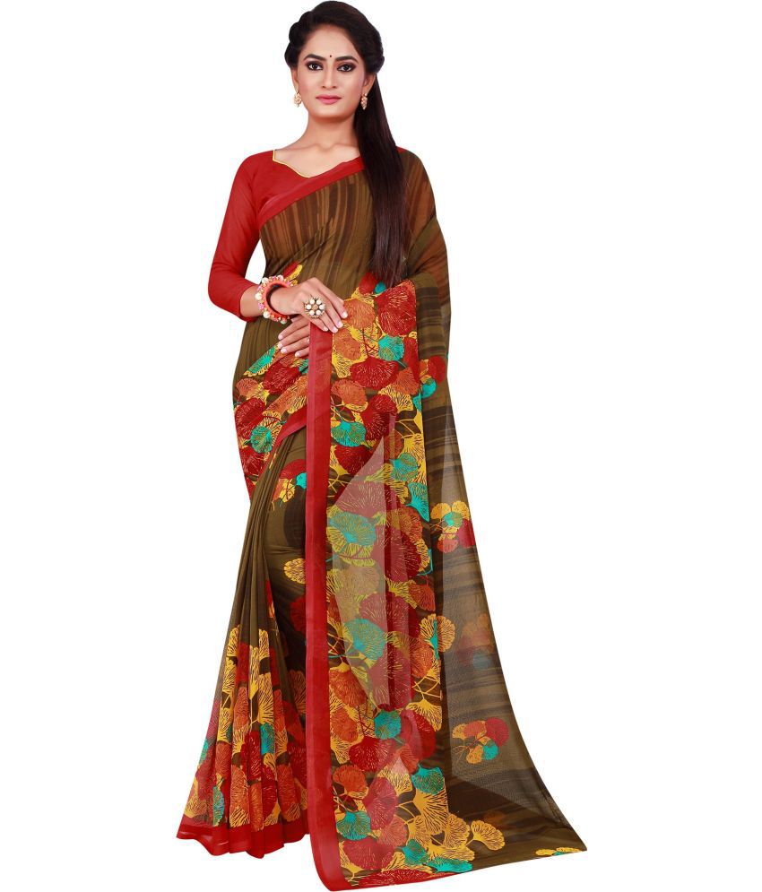     			Saadhvi Cotton Silk Solid Saree Without Blouse Piece - Brown ( Pack of 2 )