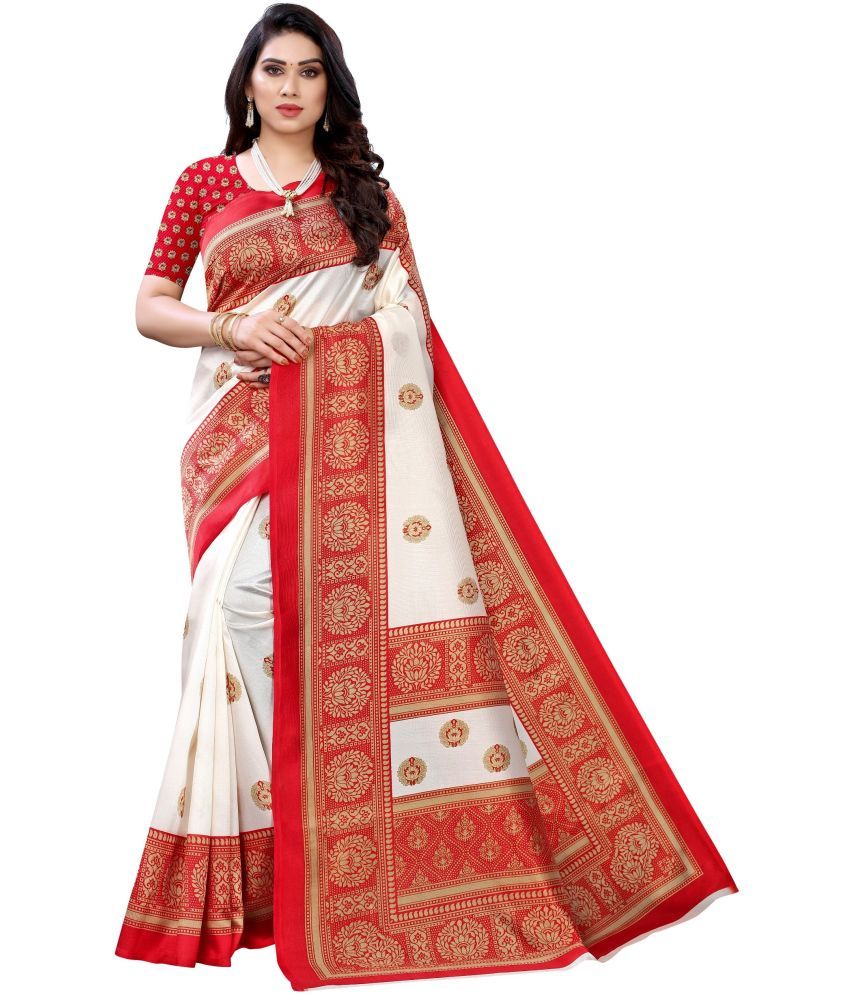     			Saadhvi Cotton Silk Solid Saree Without Blouse Piece - Red ( Pack of 1 )