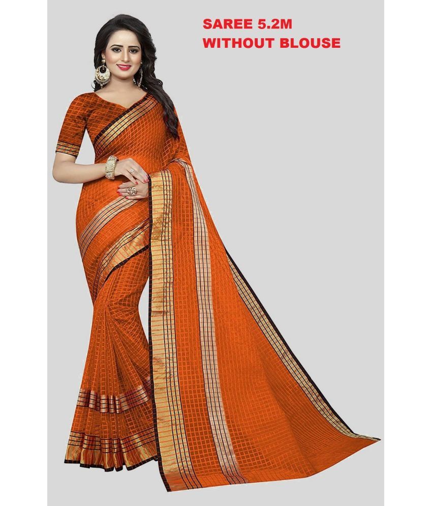     			Saadhvi Cotton Silk Solid Saree With Blouse Piece - Brown ( Pack of 1 )