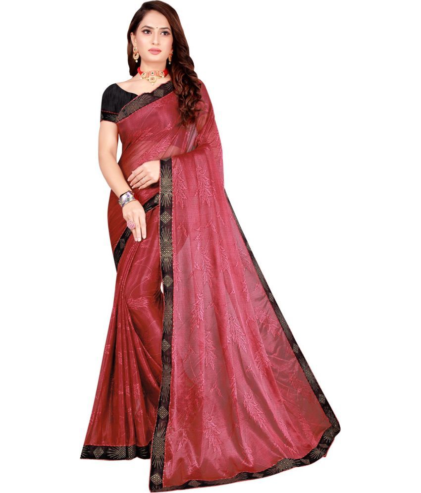     			Saadhvi Net Cut Outs Saree With Blouse Piece - Red ( Pack of 1 )