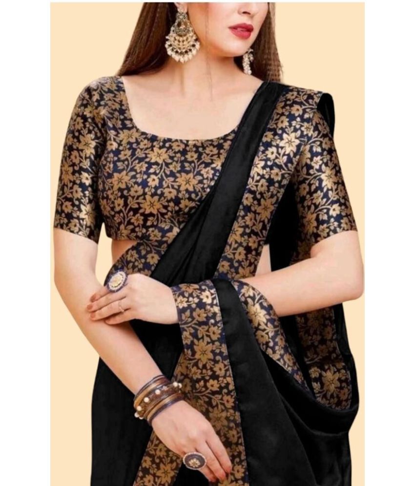     			Saadhvi Net Cut Outs Saree With Blouse Piece - BLACK ( Pack of 1 )