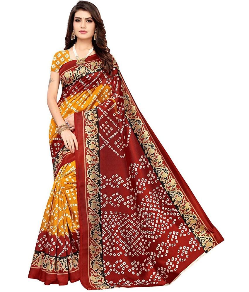     			Saadhvi Net Cut Outs Saree With Blouse Piece - Red ( Pack of 1 )